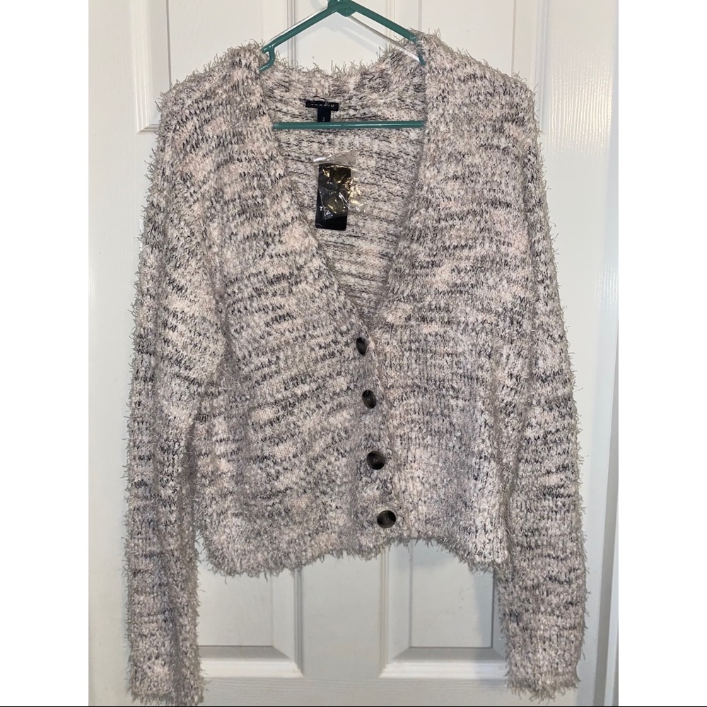 Torrid IVORY FUZZY CROP BUTTON BOYFRIEND CARDIGAN